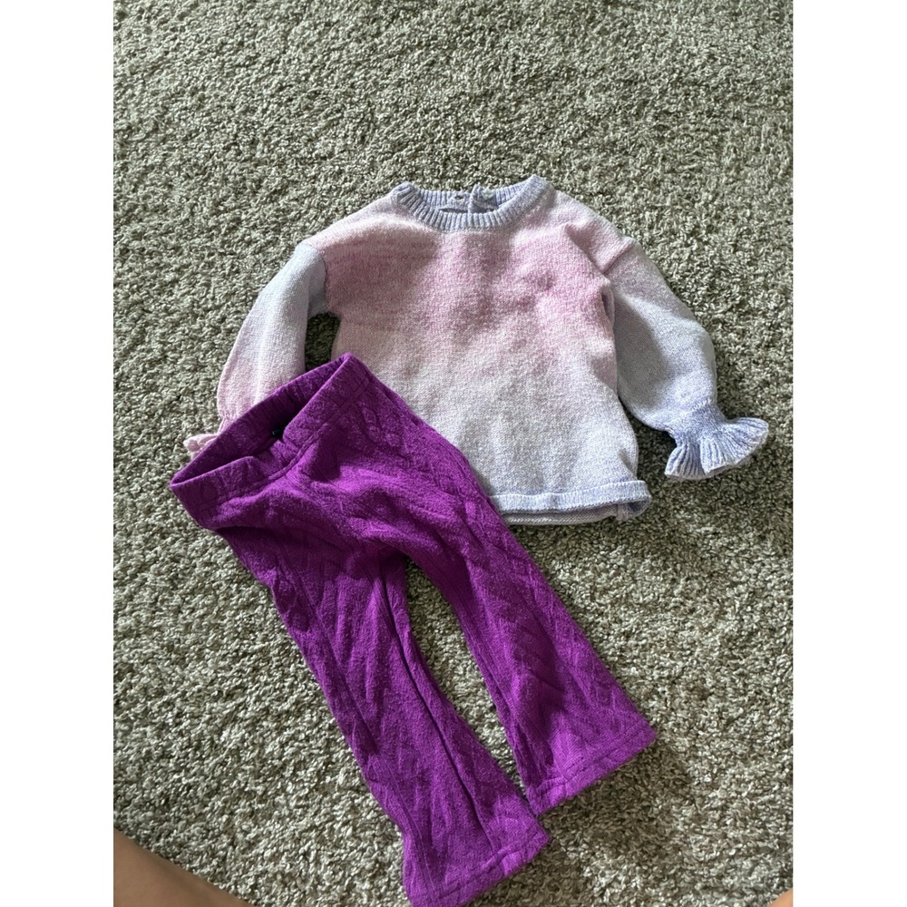 Mini Classics Ombre Sweater and Andy & Evan Purple‎ Cable Knit Leggings Set 9M